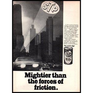 1971 STP Oil Treatment Vintage Print Ad Batman Bat Signal Gotham City Wall Art